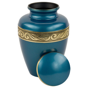 Avlon Blue Human Burial Urn for Ashes Brass Alloy Solid Cremation Urn Human Urns <b>Funeral</b> <b>Supplies</b> Manufacturer - Product Image 1
