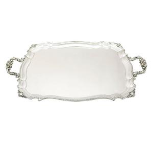 Plateau en métal nickelé à forte demande avec poignées décoratives de forme rectangulaire vintage plateau de service de qualité maison hôtel café - Product Image 5