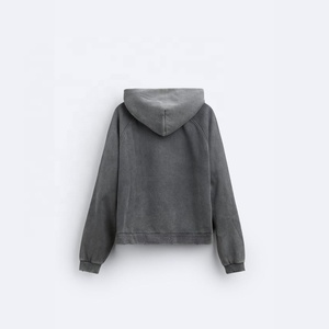 Boxy personnalisé 450gsm surdimensionné poids lourd goutte épaule en détresse acide lavage sweat à capuche zippé pour hommes coupe ample pull à capuche décontracté - Product Image 6