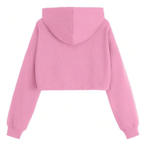 Top corto de mujer de calidad superior superventas, sudaderas con capucha en línea de color sólido - Product Image 2