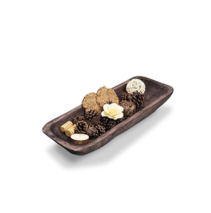 Style moderne décoratif de bol à pâte en bois rustique avec le plateau décoratif à la maison à quatre pattes unique - Product Image 6