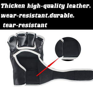 ถุงมือชกมวยหนังแท้แบบกำหนดเองสำหรับ OEM |   ถุงมือฝึกซ้อมแบบครึ่งนิ้วที่ระบายอากาศได้ดี ป้องกันรังสียูวีและให้ความอบอุ่นในตัว |   ตะขอปรับระดับได้ - Product Image 5