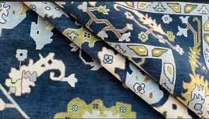 พรมขนแกะ oushak สีน้ำเงินเข้มปรับแต่งได้ลายนามธรรมสีเขียวและสีฟ้าอ่อน - Product Image 6