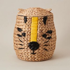 Panier en jacinthe d'eau en forme d'animal naturel, paniers de rangement tissés à la main pour la décoration de la chambre des enfants - Product Image 1