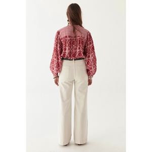 Blusa Asimétrica LEANDRA con Lazo, Estampado Floral, Chifón, Rosa Flamenco, Tallas XL-4XL, para Fiestas de Otoño - Product Image 5