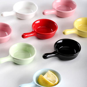 Mini assiette à sauce en céramique multicolore mignonne fonctionnelle japonaise Bols de soja Plat à tremper pour sushi avec poignée - Product Image 3