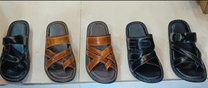 Genuine Leather Breathable Anti-Slip Plush Lining PU Sole Casual Comfortable Mens <b>Slippers</b> Open <b>Slides</b> Customizable Color - Product Image 2