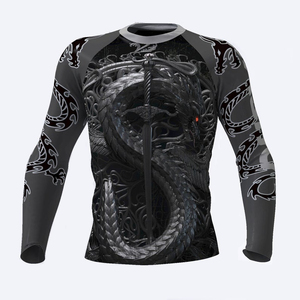 Venta al por mayor personalizado sublimación impresa Jiu Jitsu Rash Guard Bjj manga corta Rashg uards MMA Rush Guard secado rápido OEM personalizado - Product Image 5