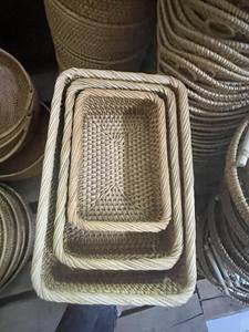 Panier plateau en rotin élégant: panier de rangement tissé avec poignées - Product Image 2