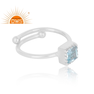 แหวนพลอยบุษราคัมธรรมชาติสีเงินแท้ดีไซน์ทำด้วยมือผู้ผลิตเครื่องประดับ - Product Image 2