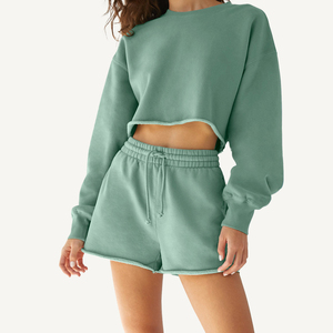 Conjunto corto de chándal de algodón de verano personalizado para mujer, chándal Unisex, pantalones cortos de verano de manga larga, Conjunto de camiseta para mujer 2026 - Product Image 3