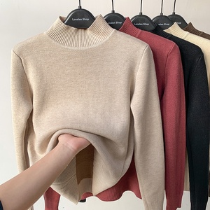 Pull en cachemire en gros pour femmes, pull d'<span class=keywords><strong>hiver</strong></span> épais à col roulé mi-haut avec bas en vison, <span class=keywords><strong>sous</strong></span>-vêtements <span class=keywords><strong>chauds</strong></span> - Product Image 5