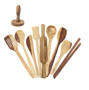 Venta al por mayor logotipo personalizado cuchara de madera espátula tornero cocina servir utensilios de cocina utensilios de madera para cocinar - Product Image 2