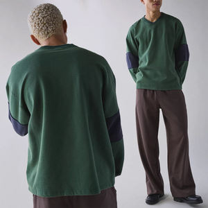 Sudadera de Invierno OEM 2026 Personalizada, de Gran Tamaño, con Bloques de Color, Mangas Largas, Cuello Redondo, 100% Algodón, Felpa, Suave y Gruesa - Product Image 2