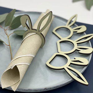 Anillo para Servilletas de Madera MDF con Diseño de Conejo, Diseño Moderno Cortado con Láser, Personalizable Disponible Aquí - Product Image 1