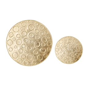 Elegant Round Aluminum <b>Serving</b> <b>Tray</b> With Antique <b>Gold</b> Leaf Handles Luxury Decorative Centerpiece For Home And Dining Decor - Product Image 2