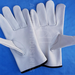 Gant de travail en cuir de sécurité grain de vache blanc pour les gants de conducteur d'entrepôt de l'industrie de la construction - Product Image 3