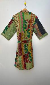 เสื้อแจ็กเก็ต Kantha ทำด้วยมือปักลายงานตัดเย็บแบบโบฮีเมียนเสื้อคลุมสไตล์โบฮีเมียนพิมพ์ลายตัวอักษร - Product Image 6