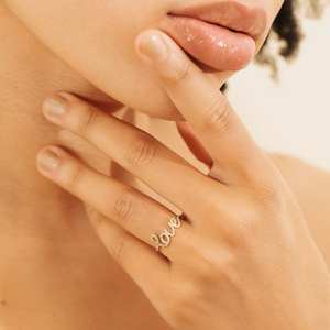 Offre Spéciale diamant naturel bijoux fins 14k or massif lettre d'amour en forme d'anneaux mariage bagues de fiançailles cadeau pour les femmes vendeur OEM - Product Image 4