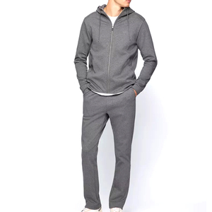 Conjuntos de hombre a precio de venta al por mayor con cremallera Oem logotipo personalizado estampado gris sudaderas con capucha ropa deportiva de invierno chándales ropa de entrenamiento conjuntos con capucha - Product Image 1