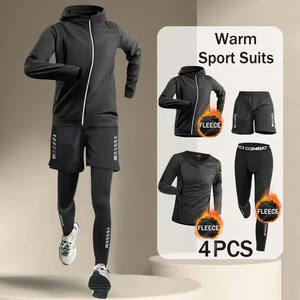 Conjuntos Deportivos para Hombre de Otoño, 2-5 Piezas, para Correr al Aire Libre, Fitness, Trotar por la Mañana, Estampados, Lisos, de Secado Rápido, Resistentes al Viento, Ecológicos, 100% - Product Image 4