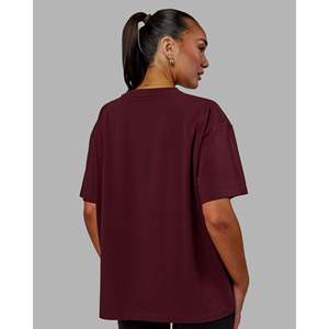 เสื้อยืดโอเวอร์ไซส์สำหรับผู้หญิงไซส์ใหญ่-สีเชอร์รี่เข้ม FLX คอตตอน - Product Image 4