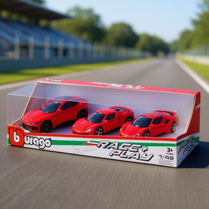 Race & Play Ensemble de 3 voitures miniatures Ferrari 18 à l'échelle 1:43, modèle 36102, jouets en métal moulé sous pression - Product Image 3