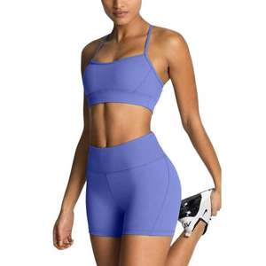Conjuntos de entrenamiento lavados Vintage sólidos para mujer, trajes de Yoga, Sujetador deportivo, mallas de cintura alta, ropa de gimnasio, chándal de secado rápido de 2 piezas - Product Image 3