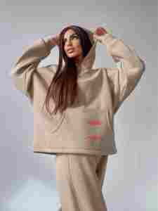 Custom LOGO Women Distressed Hoodie Tracksuits Two Piece Top Quality Heavy Weight Sweatpants Hoodie Set Women's Sweatsuits Set - Product Image 4