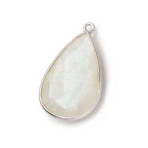 925 Sterling Silver Fine <b>Pendant</b> 25X17MM Rainbow <b>Moonstone</b> Teardrop Faceted Pear Shape White Natural for Christian Gifts - Product Image 1