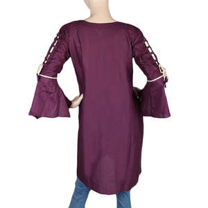 Kurti court brodé pour femmes - Violet - Product Image 3