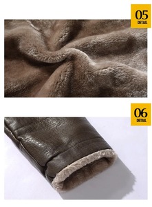 2025 Men's Real Leather Blazer <b>Stand</b> Collar Autumn Winter Business Fleece Big Lapel Fake Fur Plush Trench Coat for Middle-aged - Product Image 6