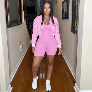 Chaqueta Universitaria Corta de Primera Calidad para Mujer de Talla Grande, Diseño Universitario Transpirable de Algodón, Cuello Alto, Mangas Largas - Product Image 2