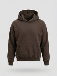 Sweat à capuche surdimensionné pour homme en tissu polaire doux, couleur marron uni, effet délavé, avec poche kangourou. - Product Image 5