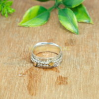 Bague tournante en argent sterling 925 faite à la main avec un design à double cœur |   Anneau de méditation et de fidget, anneau de méditation pour le pouce, anneau de fidget