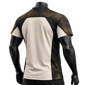 T-shirt Homme Personnalisé à Panneaux en Maille Camouflage Manches Courtes Col Rond Respirant Sportif Athlétique Écologique Coupe Longue Oversize - Product Image 4