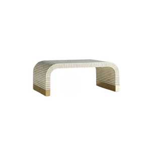 Table console indienne faite à la main en incrustation d'os Mobilier décoratif bleu et blanc de qualité supérieure pour maisons modernes et hôtels de charme - Product Image 6