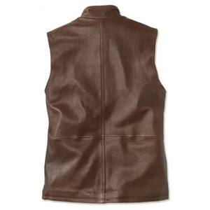 Meilleure édition vêtements de moto porte une veste en cuir sans manches fermeture à glissière sans manches gilets en cuir homme - Product Image 6