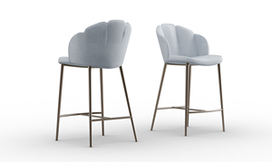 Modern Velvet Bar <b>Stool</b> with Petal Backrest Luxury Padded Kitchen Island <b>Stool</b> with Footrest for Home and Bar Furniture - Product Image 3