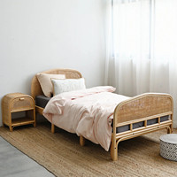 Lit d'enfant en rotin de style vintage pour chambre d'enfant-Cadre en rotin écologique fabriqué à la main pour un espace de couchage sûr et élégant