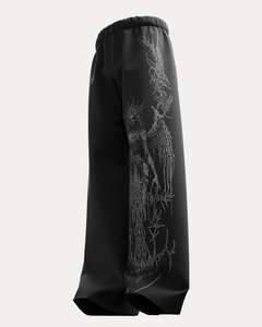 Pantalones Holgados de Moda, Estilo Urbano Personalizado, Pantalones Deportivos Desgastados, Felpa Francesa, Dobladillo sin Rematar, Algodón Negro, Pantalones Holgados Extra Grandes - Product Image 5