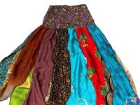 Jupe patchwork fluide été bohème longue Maxi recyclé Sari soie ferraille jupe Hippie Boho Festival jupe 70s rétro