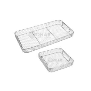 Cestas de esterilización de alta calidad Base plana perforada lateral 480X250X100mm Esquinas redondeadas lisas Acero inoxidable - Product Image 4