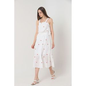 TOPSHOW Women's Red Floral Embroidered Long Broderie Anglaise <b>Skirt</b> for Wholesale, Elegant Summer Style - Product Image 1