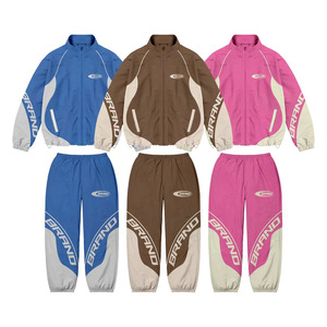 Survêtement coupe-vent deux pièces dernier modèle pour hommes ensembles grande taille à imprimé solide réfléchissant respirant et coupe-vent - Product Image 5