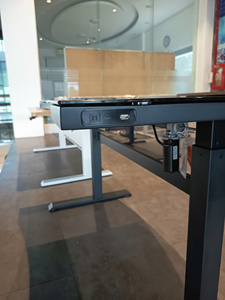 Modern Height <b>Adjustable</b> Sit Stand Desk Glass Tempered Desktop Single Motor Lift <b>Table</b> with Drawer for Home Commercial Office - Product Image 4