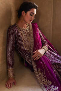 Eleganter Chiffon-Lehenga-Choli mit Stickerei und Handverzierungen für Damen, Pakistanisch-Indische Hochzeits- und Festkleidung, Acryl-Langarm - Product Image 5