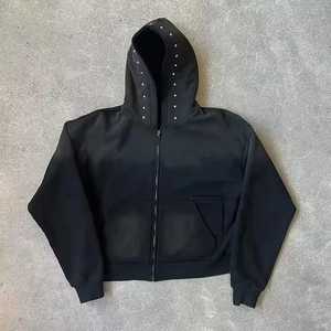 Haute qualité 500 Gsm hommes coton lourd français éponge pull à capuche brodé surdimensionné polaire avec goutte épaule pour l'hiver - Product Image 1