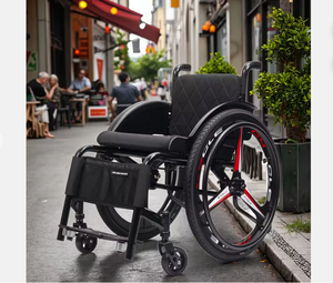 *Set for shipment* Black Soft Backrest Aluminum Manual Wheelchair with 3-<b>Spoke</b> <b>Wheel</b> Sports - Product Image 1