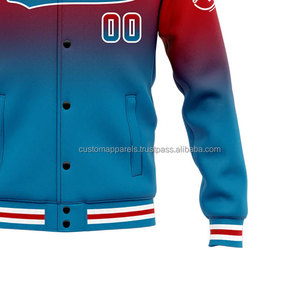 Vente en gros de veste universitaire en laine 100% pour hommes, coupe-vent respirant, streetwear tendance, broderie à col montant - Product Image 6